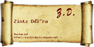 Zintz Dóra névjegykártya
